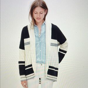 Madewell Striped Coccon Cardigan Sweater